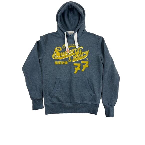 Original‎ Super Dry The Lin Lab 77 Men Blue Long Sleeve Pullover Hoodie Sz M - Picture 1 of 8